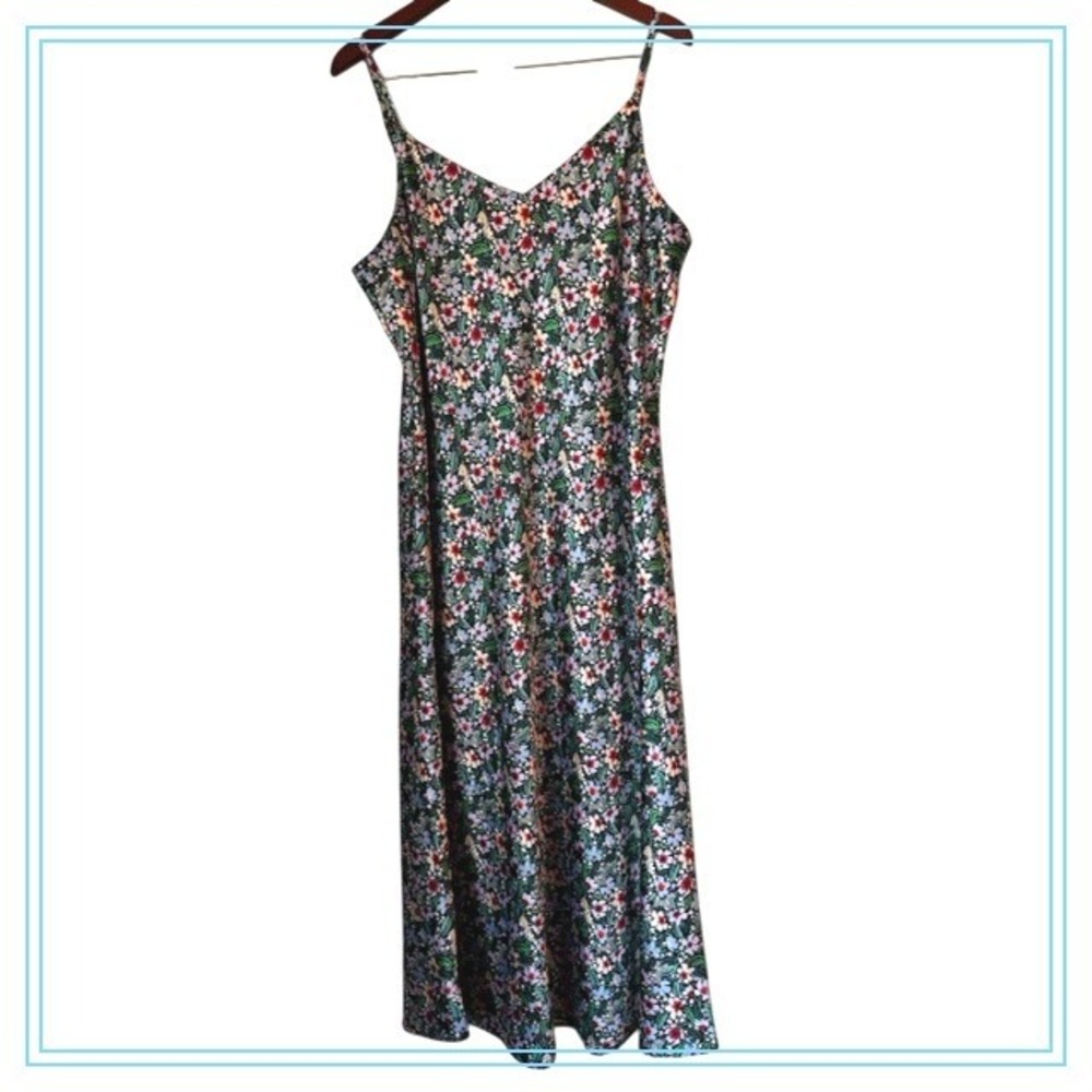ON 34th Women Floral Zebra V Neck Midi Slip Dress‎ Animal Colorful Fun XL